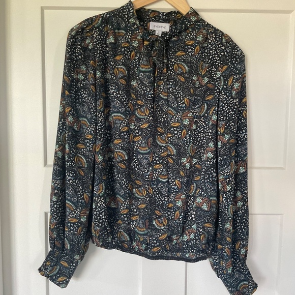 Evereve Charlie Tie-Neck Multicolored Paisley Print Boho Blouse - Picture 2 of 8